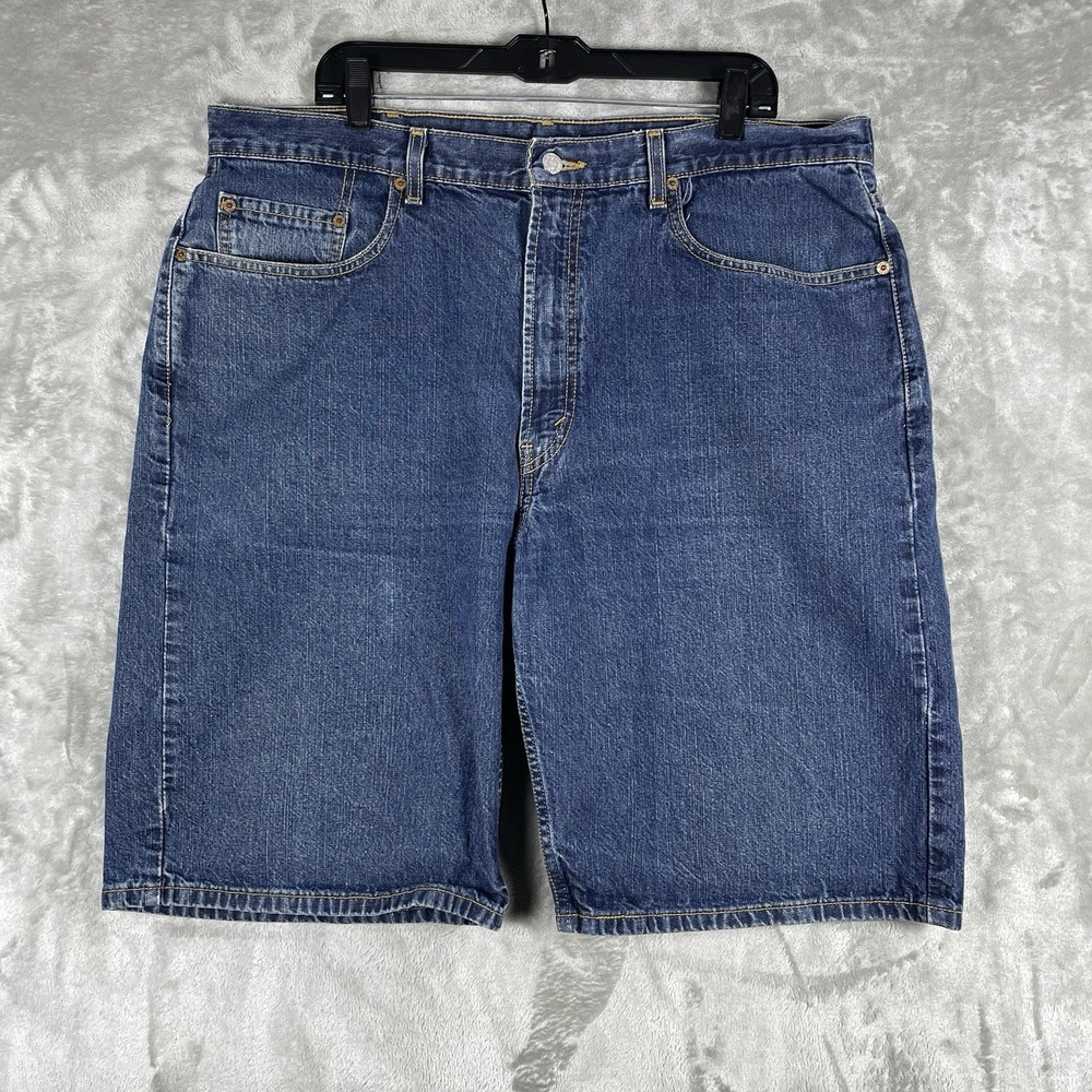 Vtg Y2K Levis 569 Denim Jean‎ Shorts Mens 38x11 Jorts Worn-in Faded Distressed